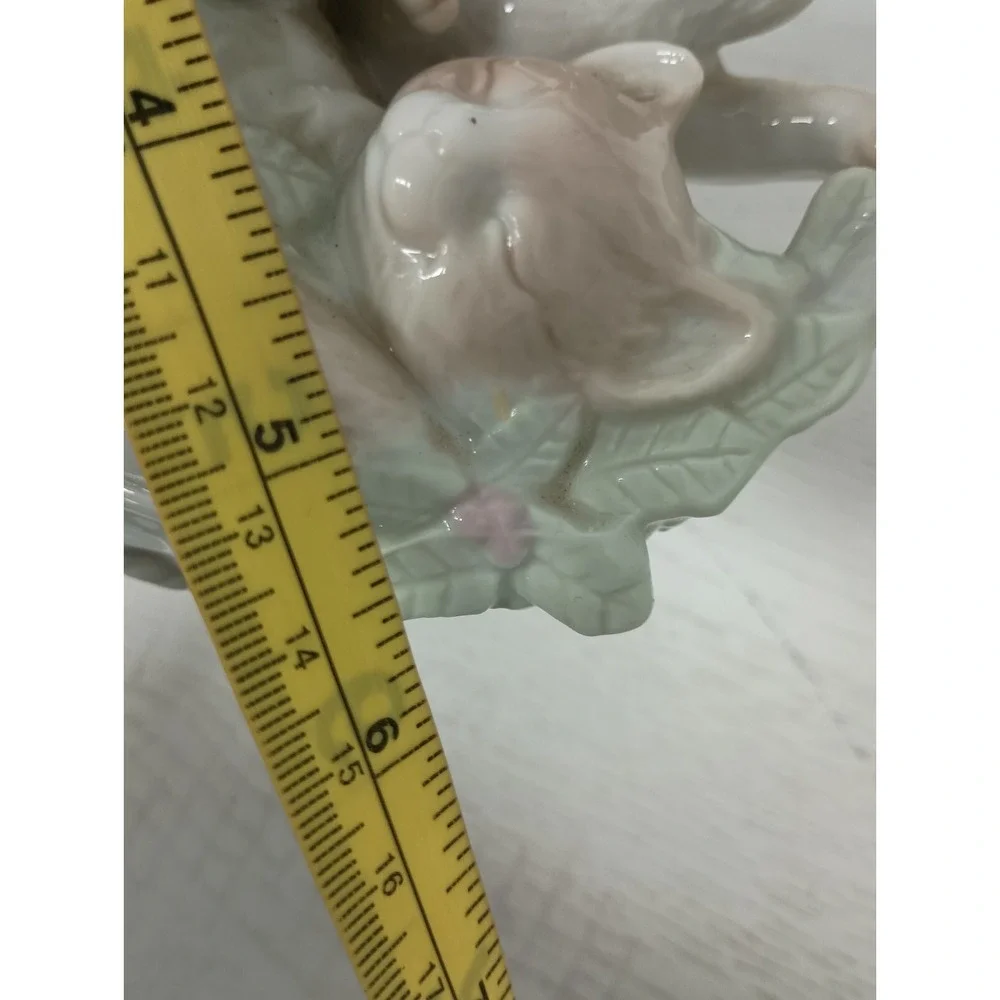 Vintage Enesco‎ Kittens In Basket Figurine Porcelain Pastel Cottagecore Decor